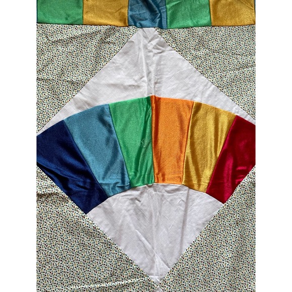 Vintage 70s 80s Rainbow Patchwork Quilt Top PERFECT FOR PRIDE CELEBRATION LGBTQ - Picture 2 of 4